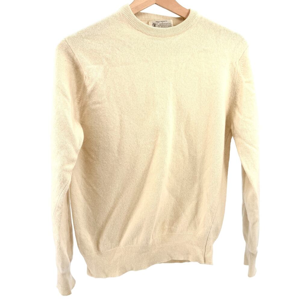 Vintage 80s Cashmeres of Scotland Oatmeal 100% Cashmere Crewneck Sweater